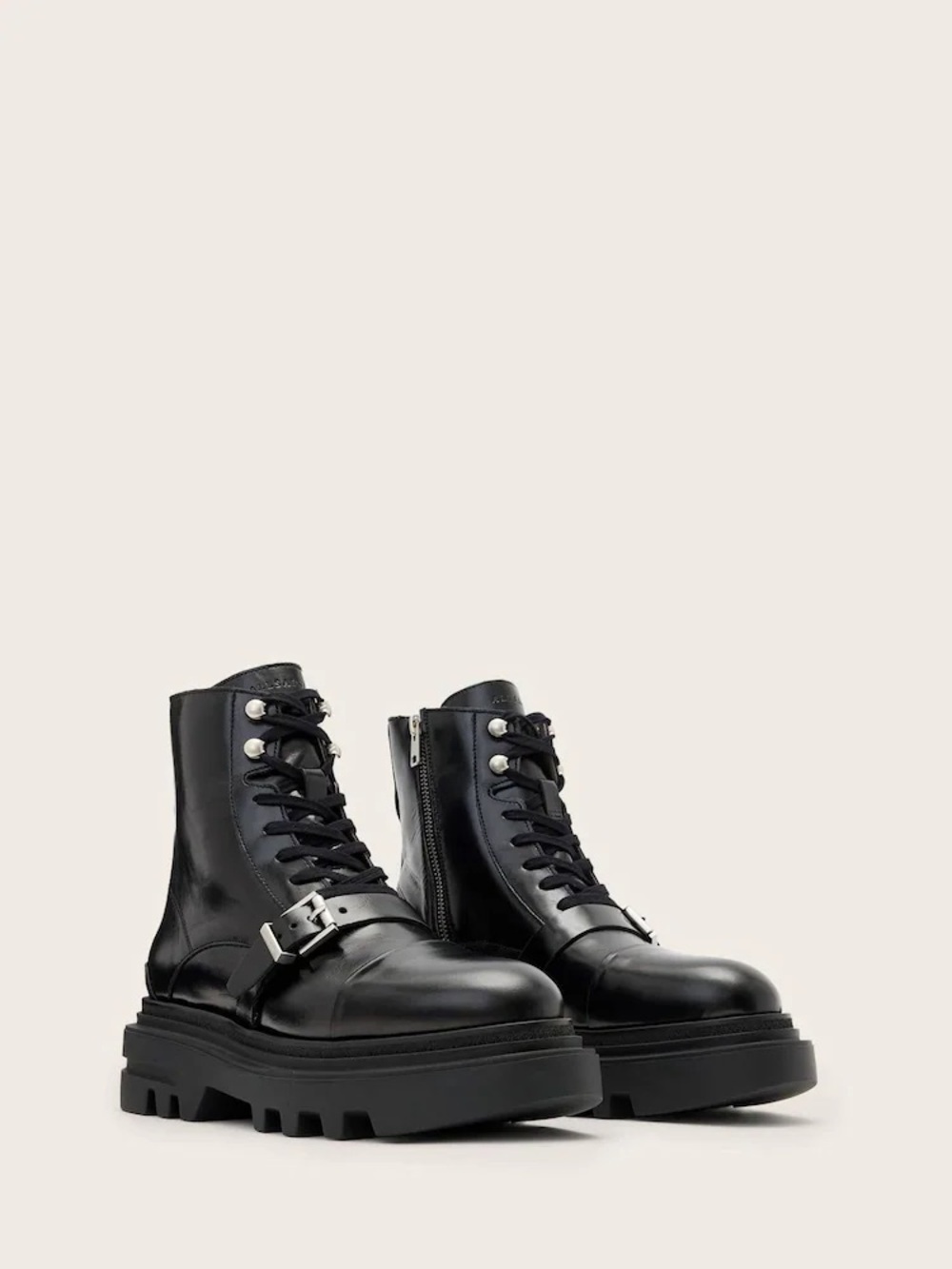 All saints Astrid combat leather lace up boots 9